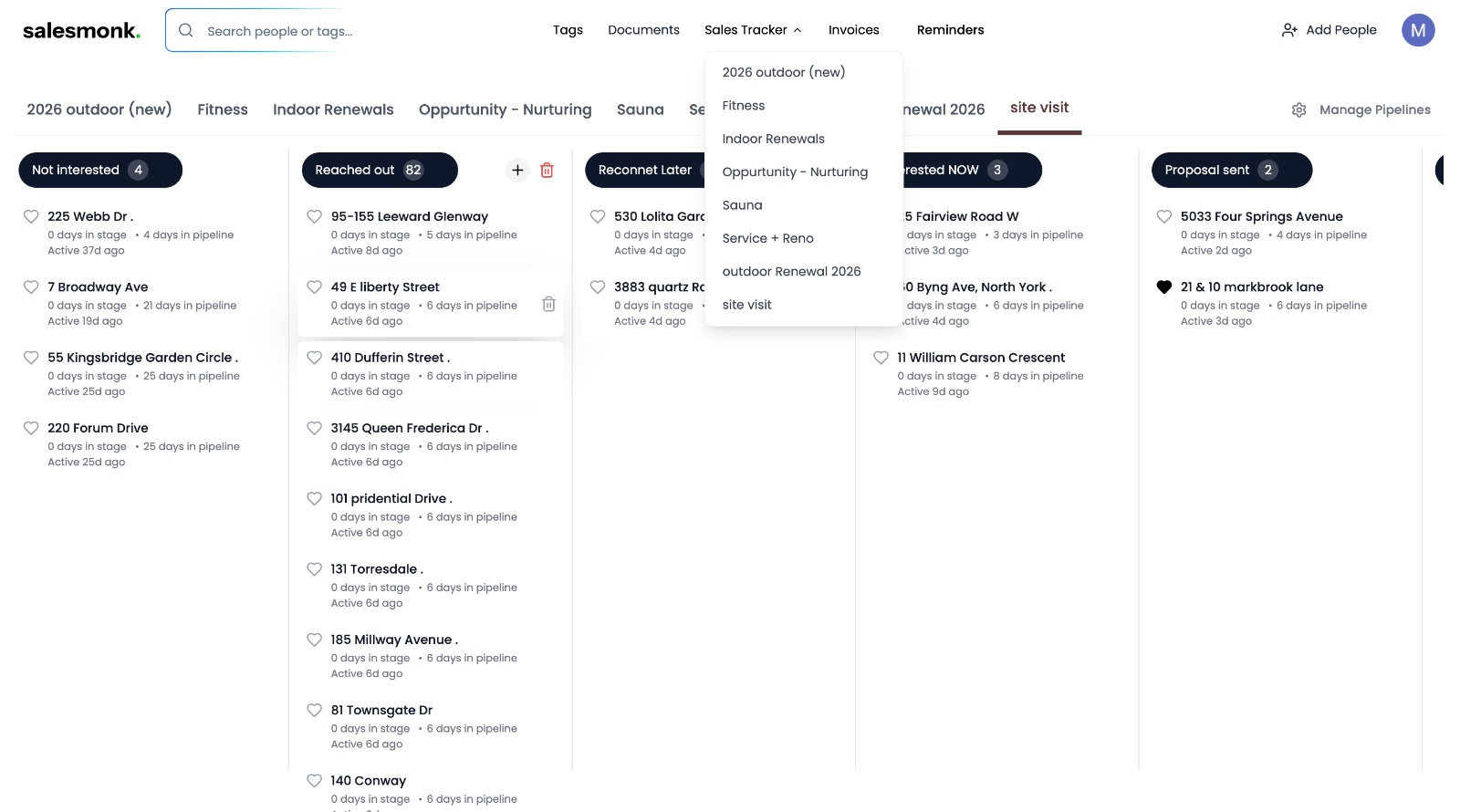Salesmonk CRM Dashboard